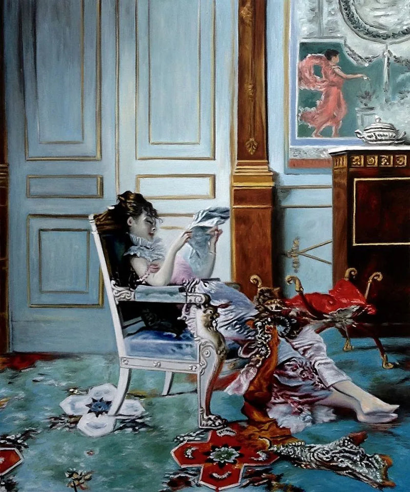 Young girl reading in a salon - Giovanni Boldini