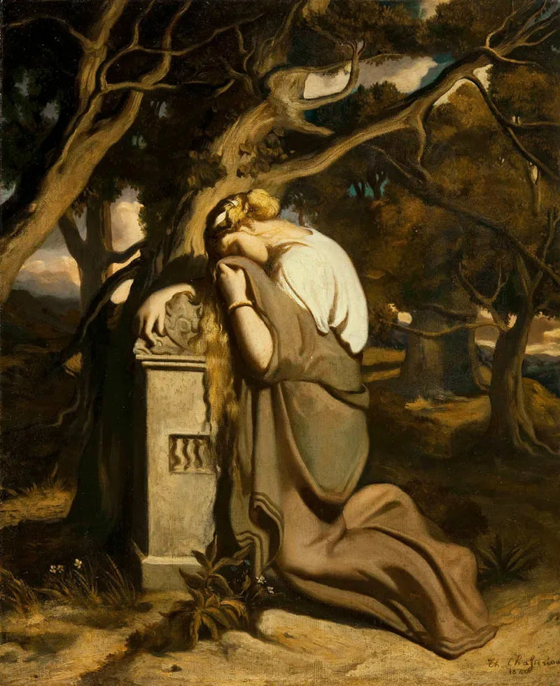 Young girl crying on a tombstone - Théodore Chassériau