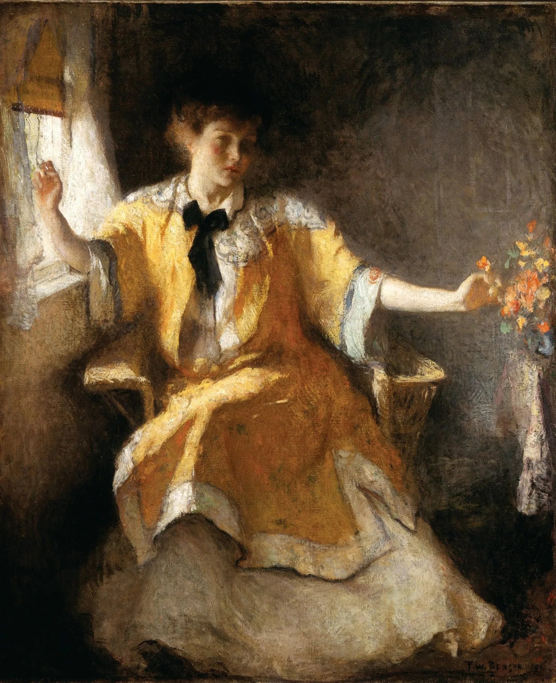 Jeune fille près d'une fenêtre - Frank Weston Benson image 1 tableau peint à l’huile sur toile