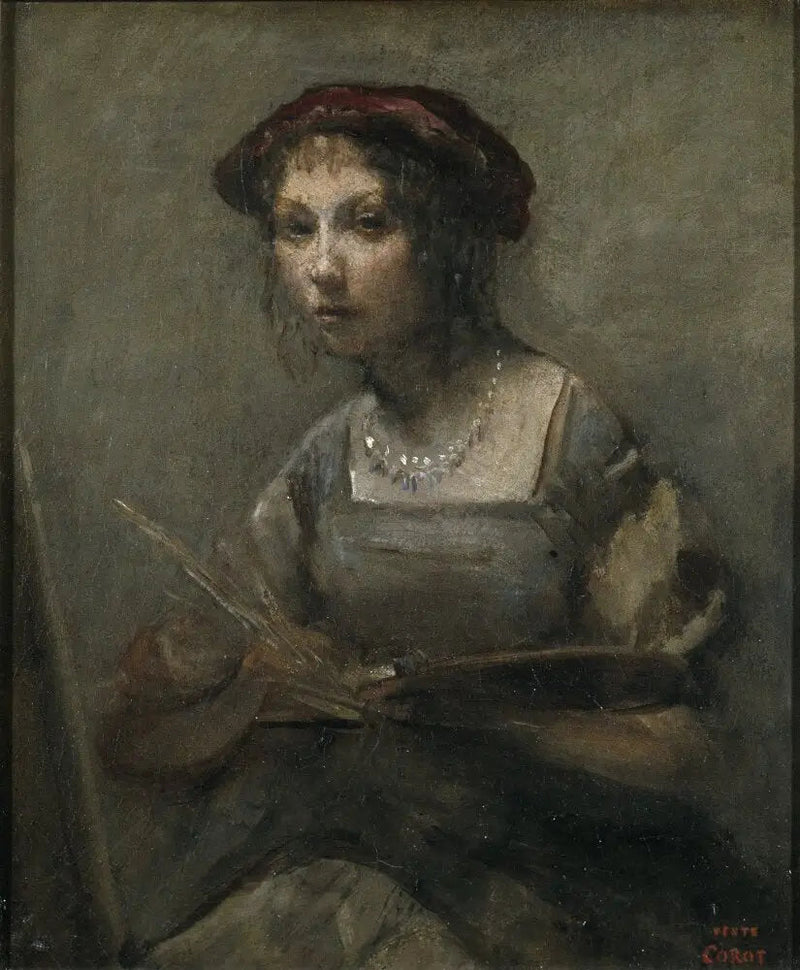 Young Girl Holding a Palette - Jean-Baptiste Camille Corot