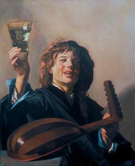 Young boy with a glass and lute - Frans Hals