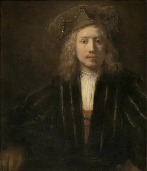 Young Man with a Hat Adorned with Pearls - Rembrandt