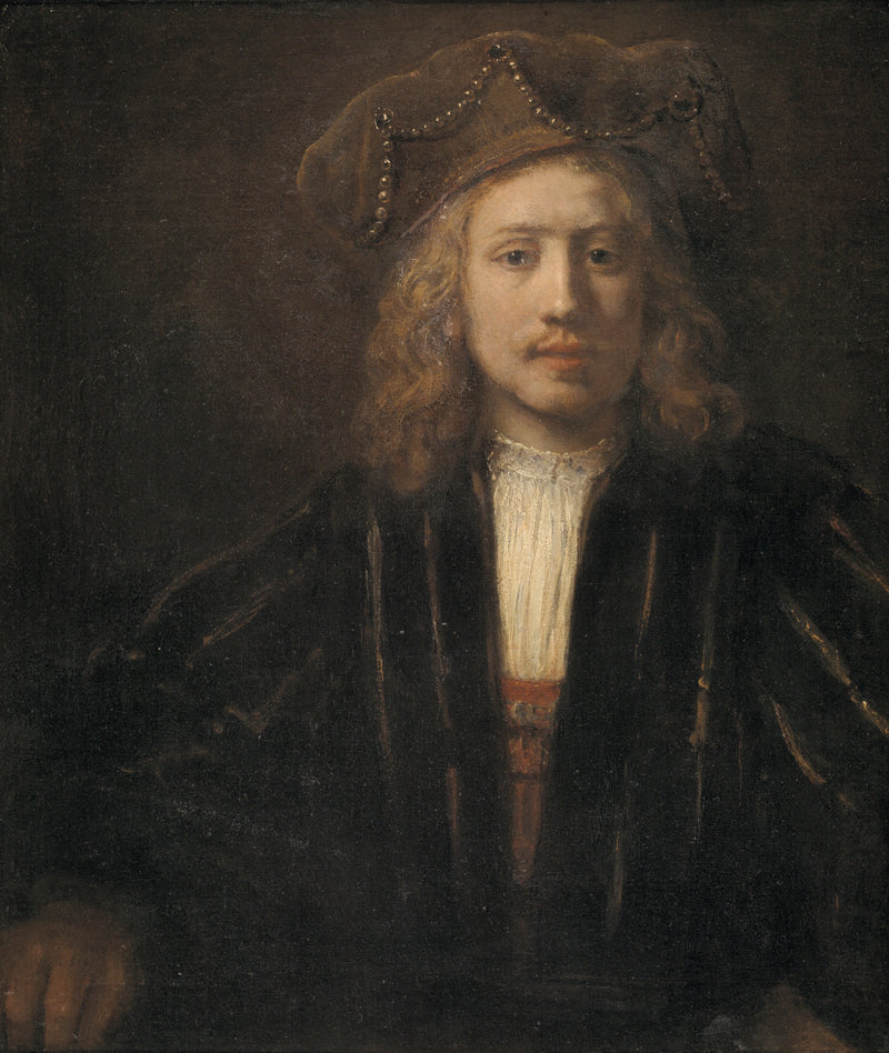 Young Man with a Hat Adorned with Pearls - Rembrandt