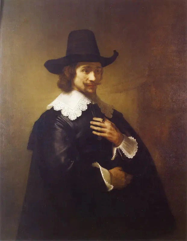 Portrait of a Young Man with a Wide-Brimmed Hat - Rembrandt