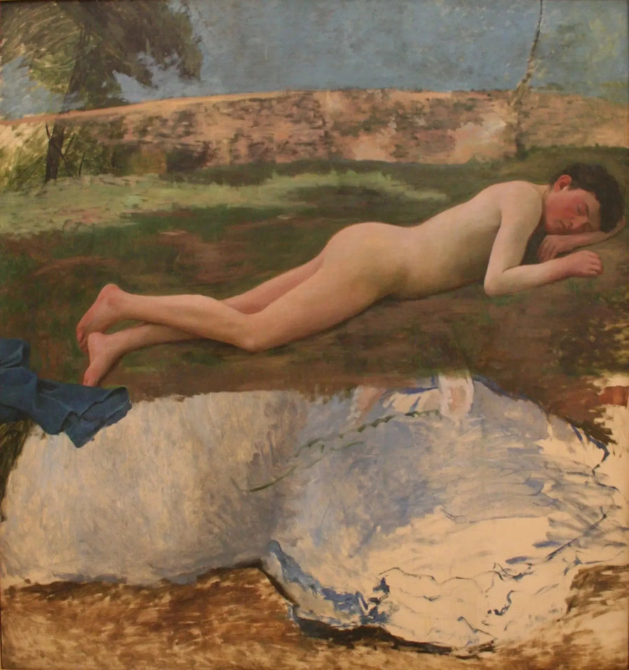 Young man nude lying on the grass - Frédéric Bazille