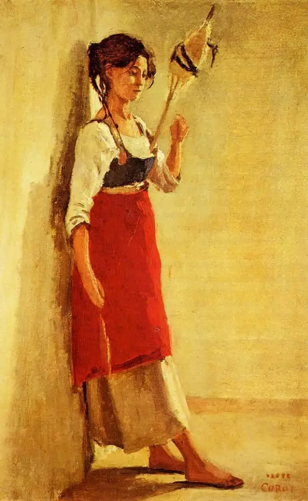 Young Italian woman from Papigno renting her distaff - Jean-Baptiste Camille Corot