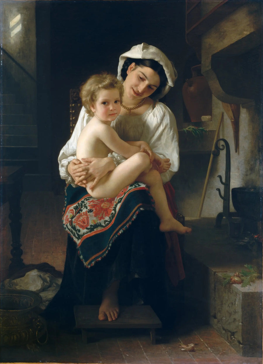 Young Mother Contemplating Her Child - Bouguereau