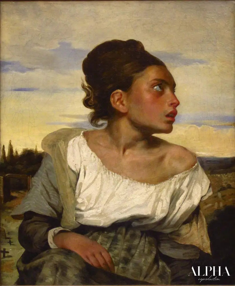 Jeune orpheline au cimetière - Eugène Delacroix - Reproductions de tableaux et peintures haut de gamme