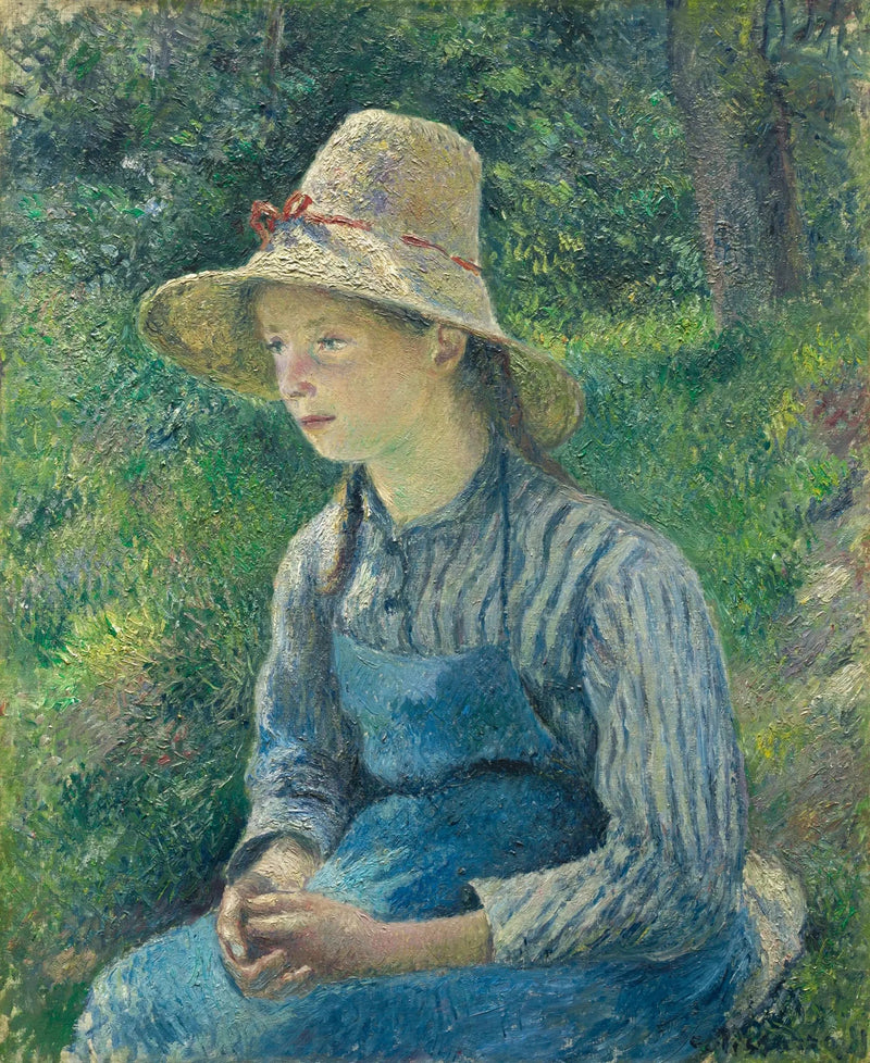 Young Peasant Woman with Straw Hat - Camille Pissarro