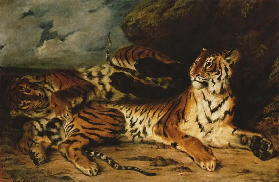 Young Tiger Playing with His Mother - Eugène Delacroix