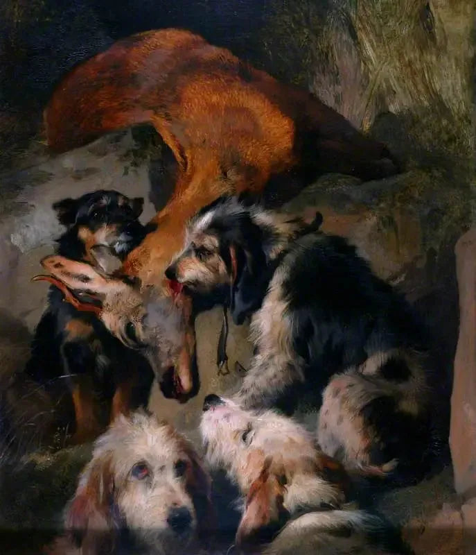 Young roe deer and hunting dogs - Edwin Henry Landseer