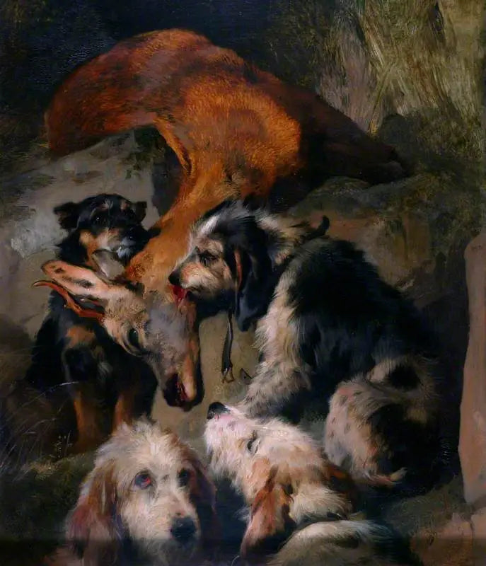 Young roe deer and hunting dogs - Edwin Henry Landseer