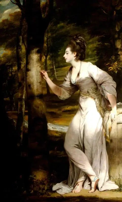 Joanna Leigh (née en 1758), Mrs. Richard Bennett Lloyd, Inscrivant un arbre - Joshua Reynolds