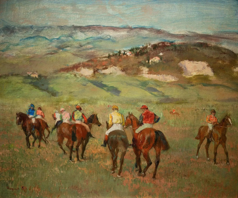 Jockeys on Horseback in Front of Distant Hills - Edgar Degas