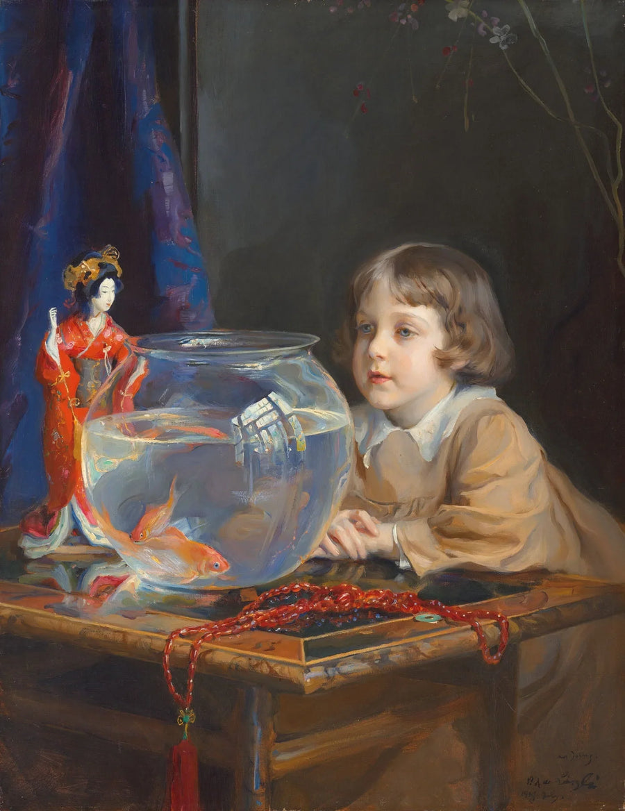 John de László and a goldfish bowl - Philip de László