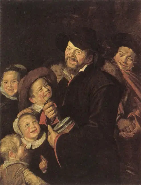 Player of Rommelpot with Six Children - Frans Hals