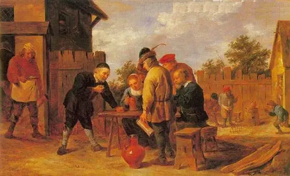 Dice and skittles players in an inn - David Teniers the Younger