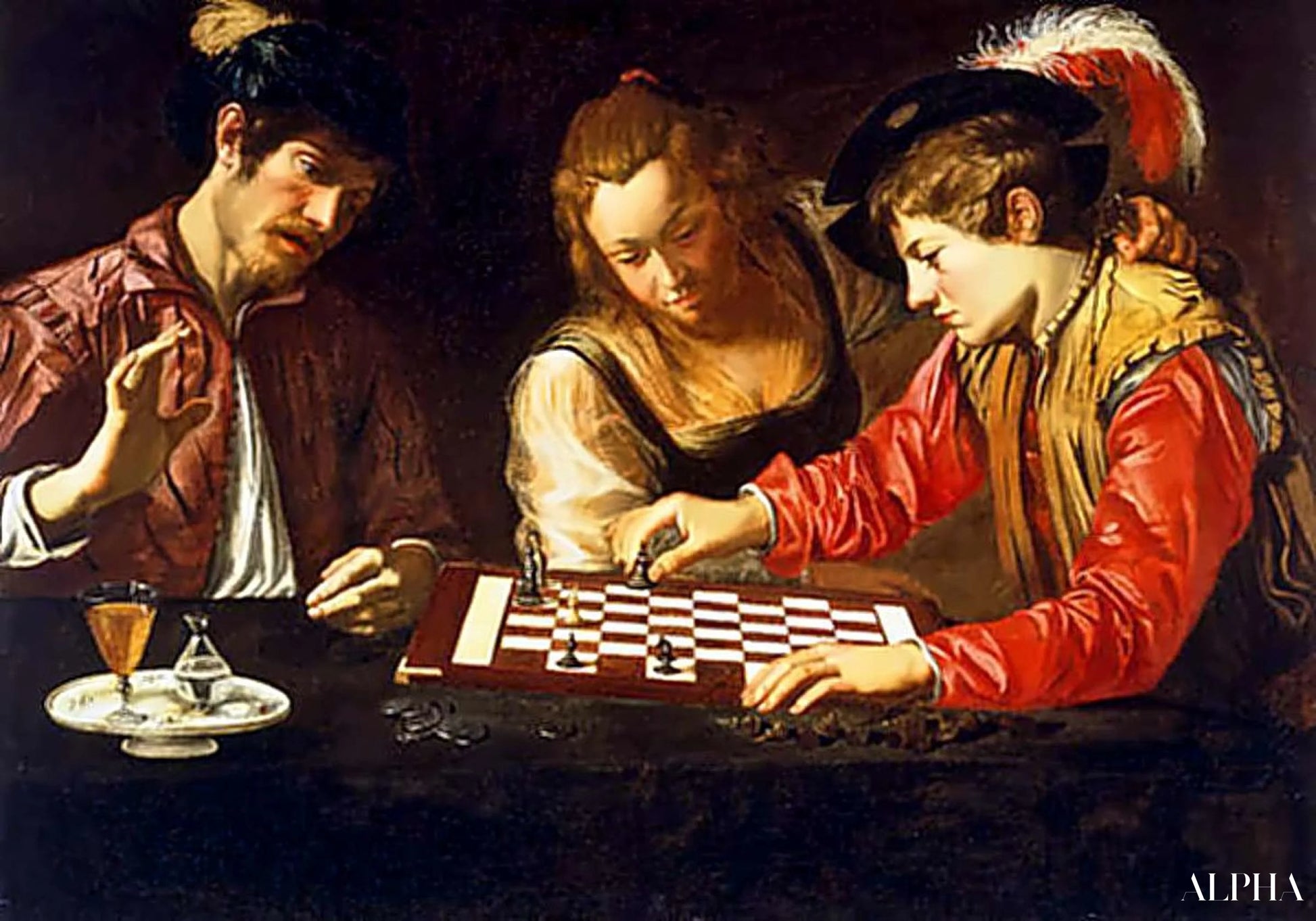 Joueurs d''echecs - Caravage - Reproductions de tableaux et peintures haut de gamme