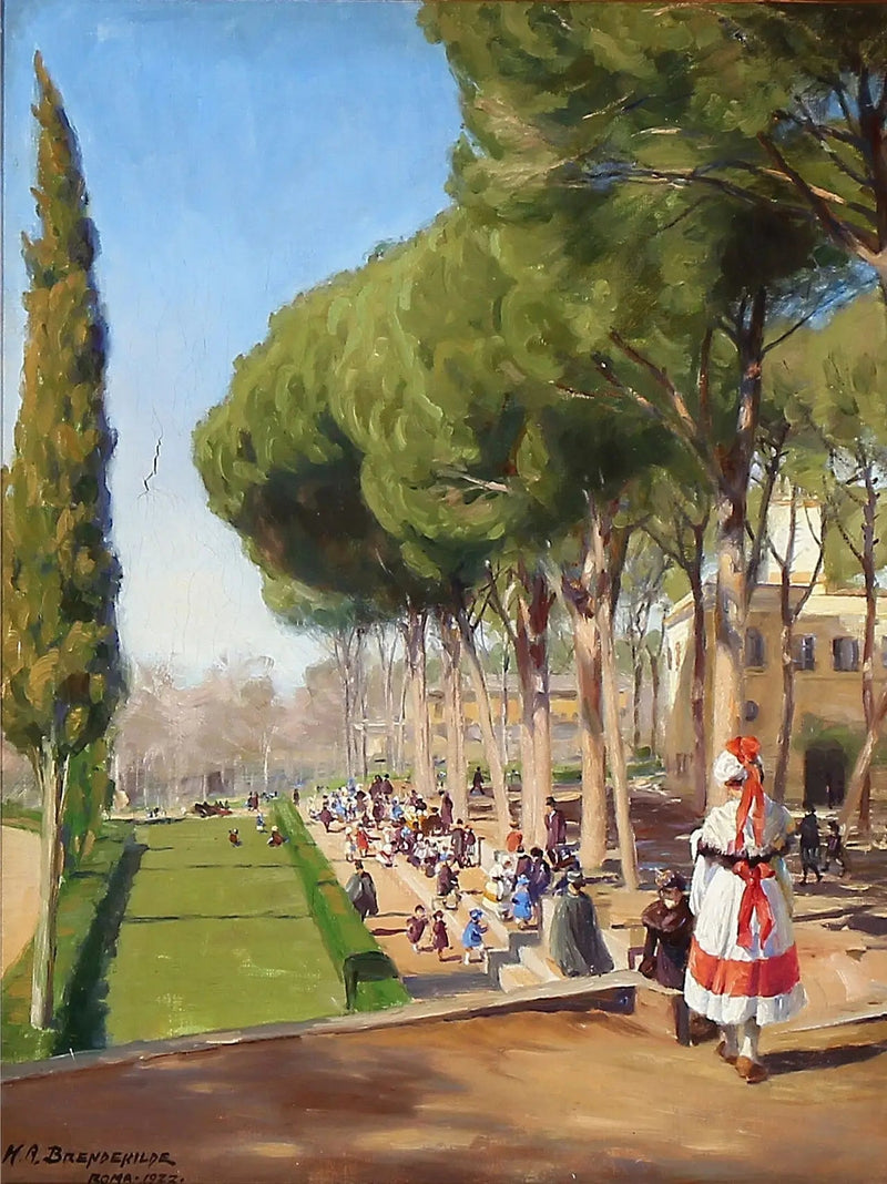 Summer Day at Villa Borghese in Rome - H. A. Brendekilde