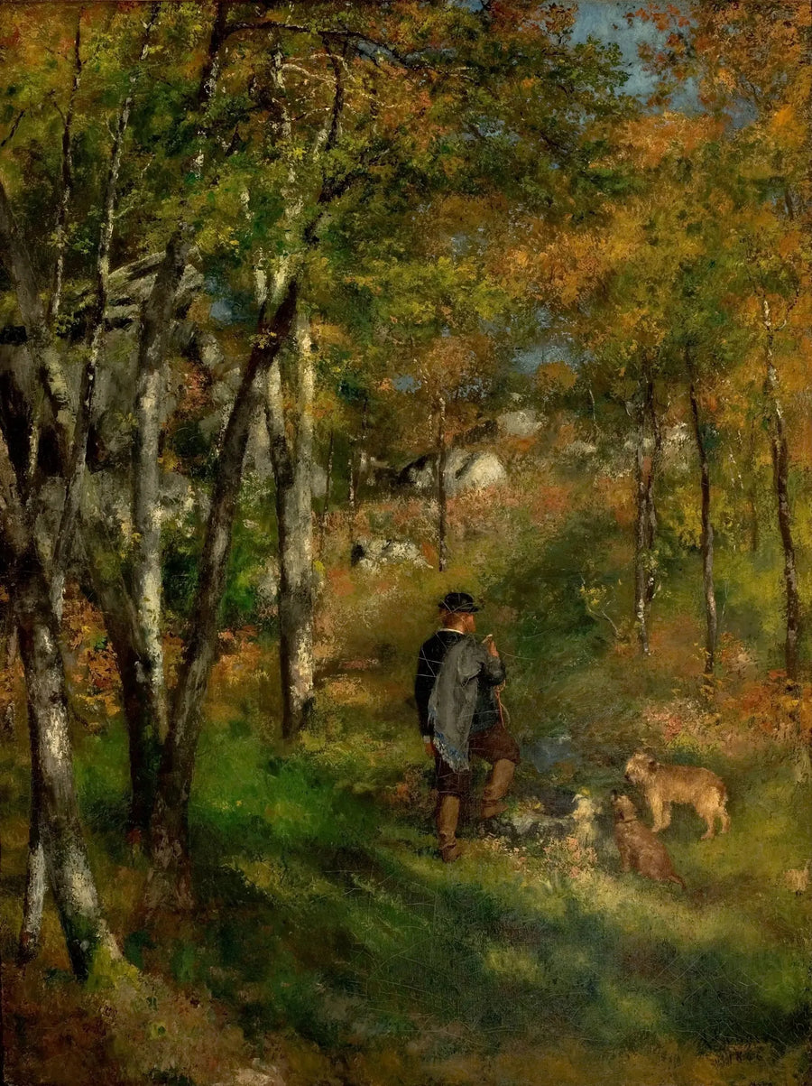 Jules le Cœur and his dogs in the Forest of Fontainebleau - Pierre-Auguste Renoir