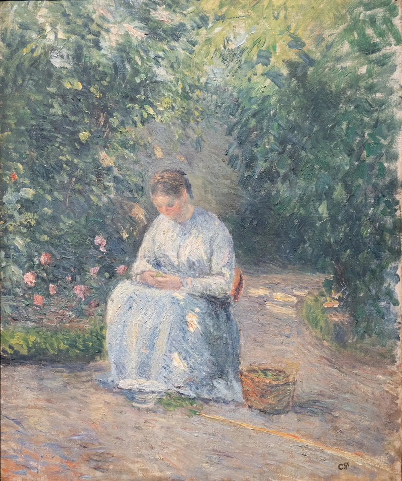 Julie Pissarro shelling peas - Camille Pissarro