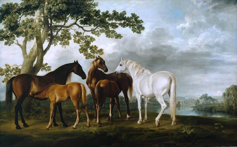 Mares and Foals in a River Landscape - George Stubbs