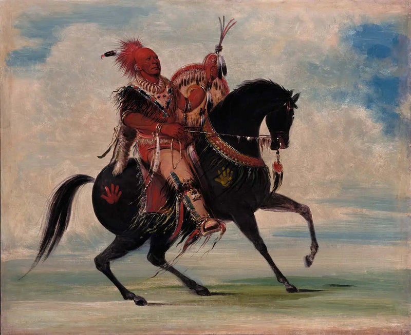 Kee-o-kúk, the vigilant fox, tribe chief, on horseback - George Catlin