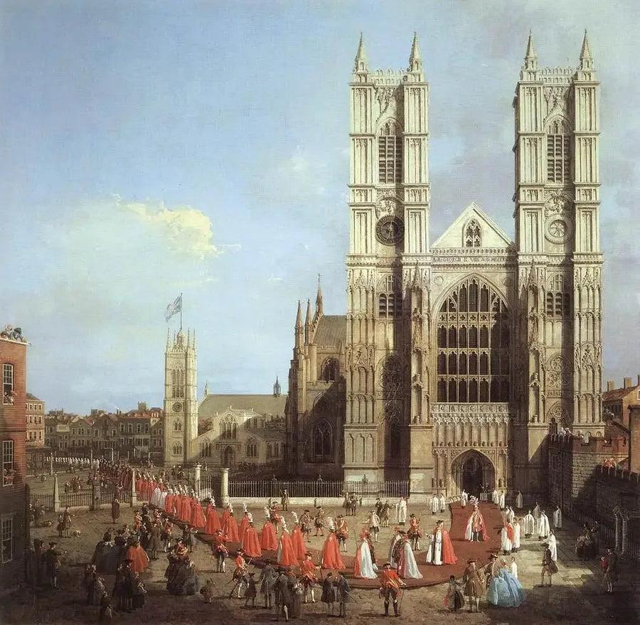 Westminster Abbey with the Order of the Bath procession - Canaletto