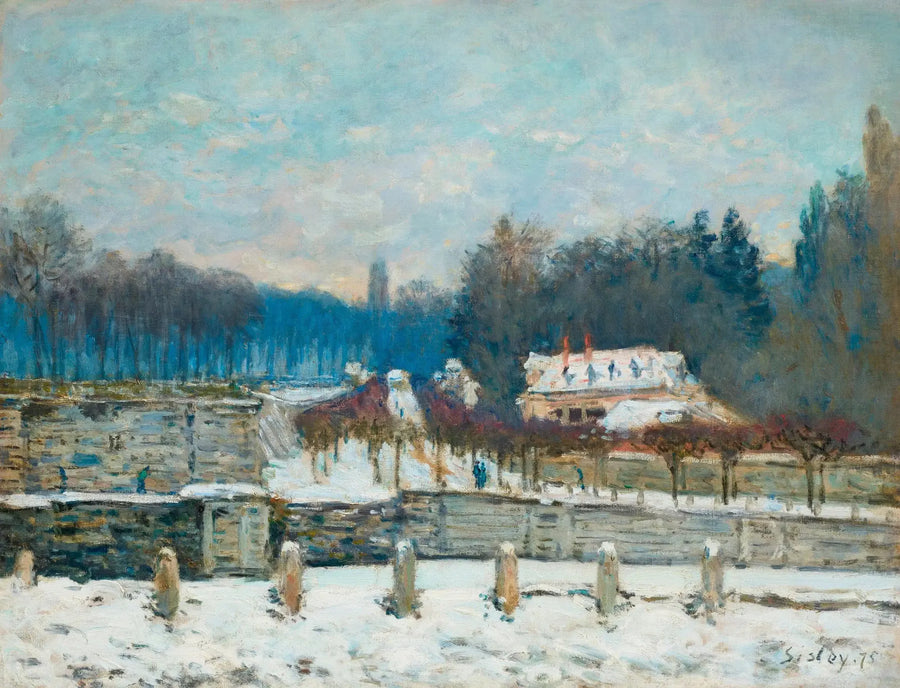 The Watering Place of Marly-le-Roi, Snow or Winter Day at Marly - Alfred Sisley