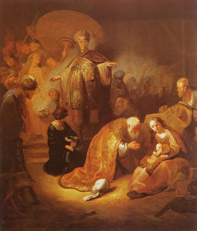 L'Adoration des Mages (copie ?) - Rembrandt image 1 reproduction de peinture à l’huile
