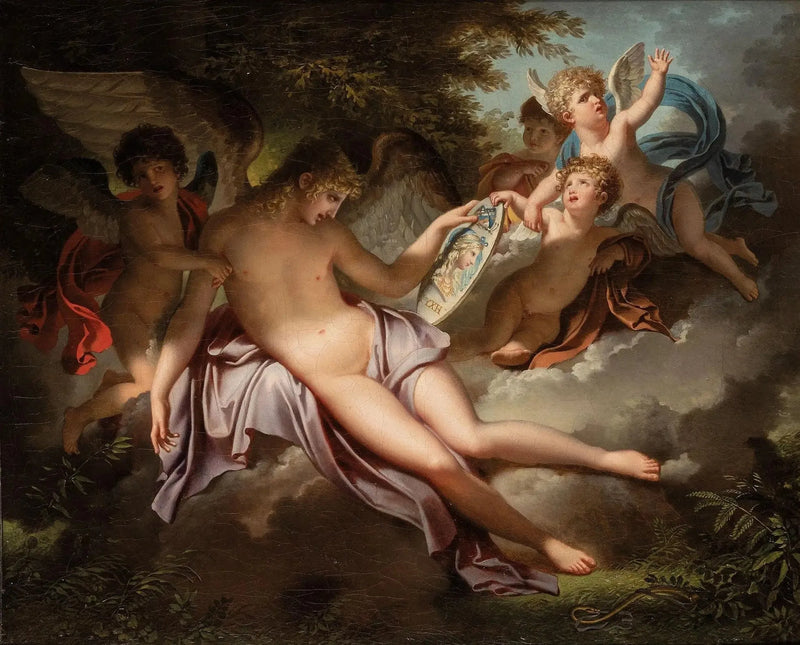 The Adolescent Love crying over the portrait of Psyche he lost - Charles Meynier