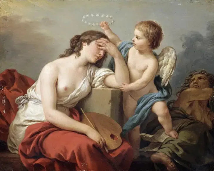 The Love of the Arts console the painting of ridiculous and venomous writings of its enemies - Louis Jean François Lagrenée