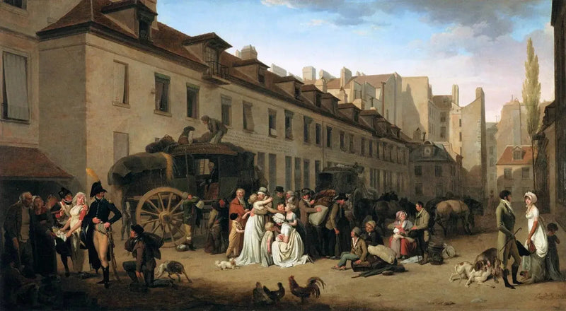 The Arrival of a Stagecoach in the Courtyard of the Messageries - Louis-Léopold Boilly