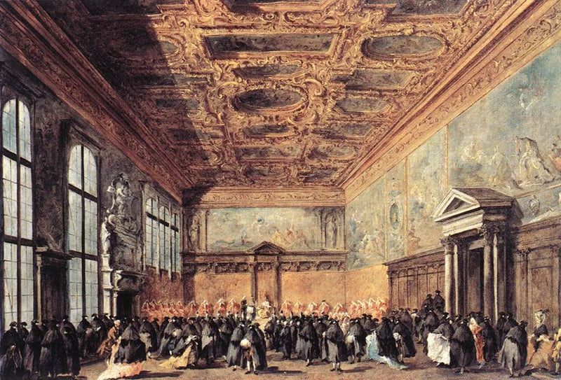 The audience granted by the Doge of Venice in the College hall at the Ducal Palace - Francesco Guardi