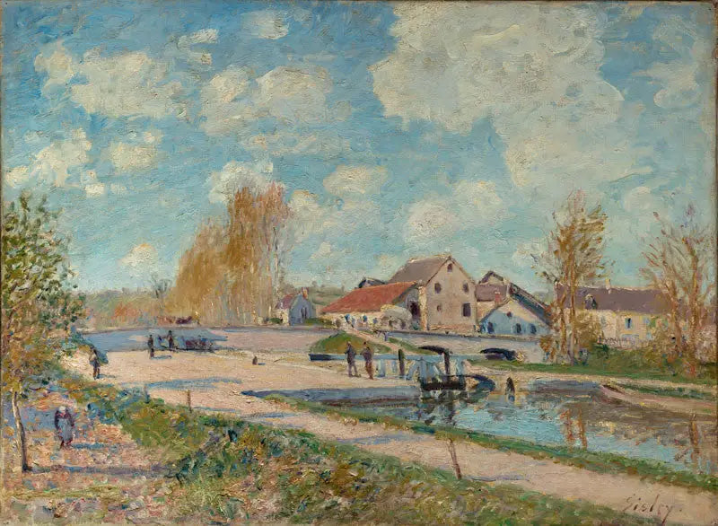 The Lock of Burgundy at Moret, Spring - Alfred Sisley