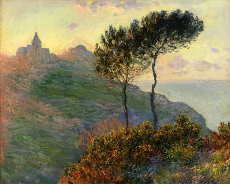 The church of Varengeville backlit - Claude Monet