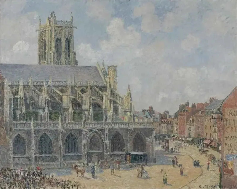 The Church of Saint-Jacques in Dieppe, sun, morning - Camille Pissarro