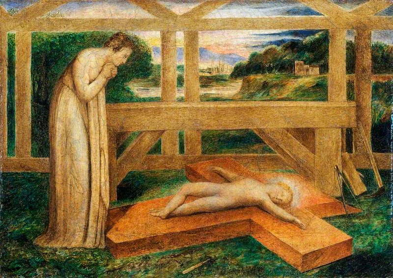 The Child Jesus Sleeping on the Cross (Our Lady Adoring the Child Jesus Sleeping on the Cross) - William Blake