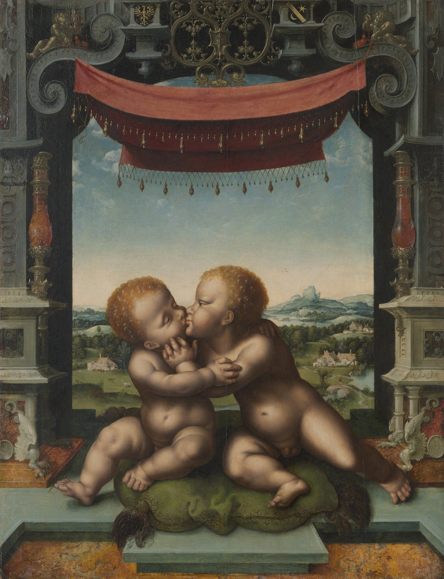 The Child Jesus and Saint John the Baptist Embracing - Joos van Cleve