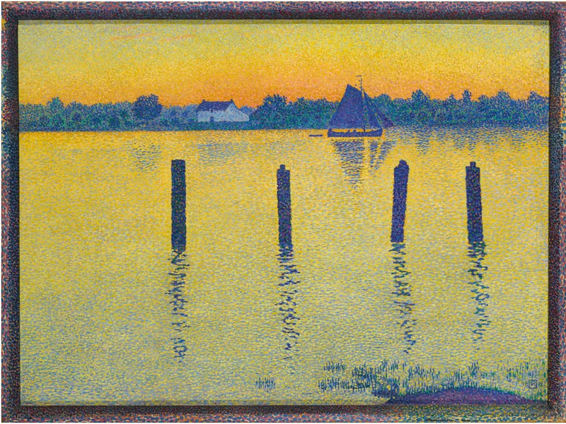The Scheldt upstream from Antwerp, in the evening - Theo van Rysselberghe