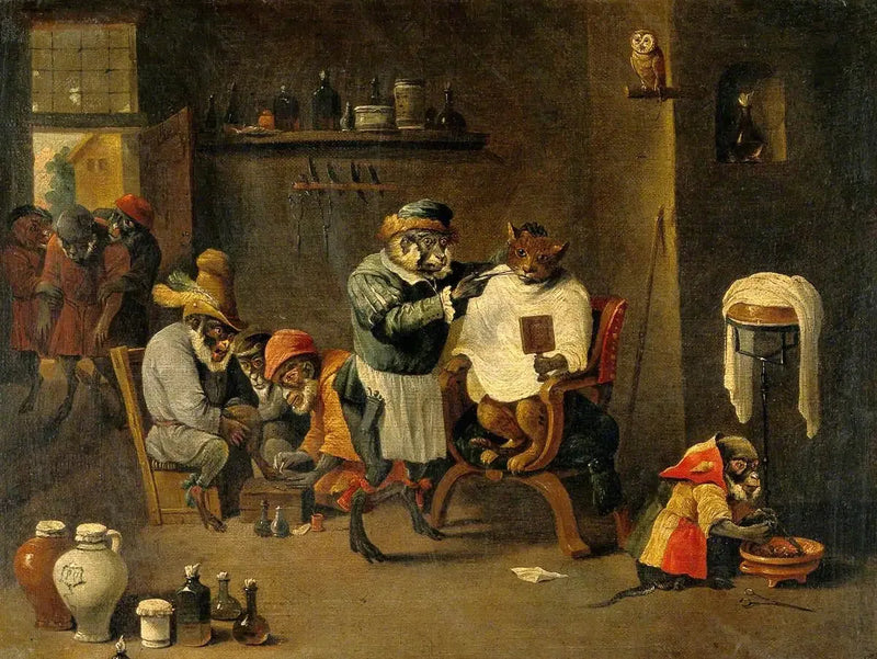 The establishment of a monkey barber-surgeon - David Teniers the Younger