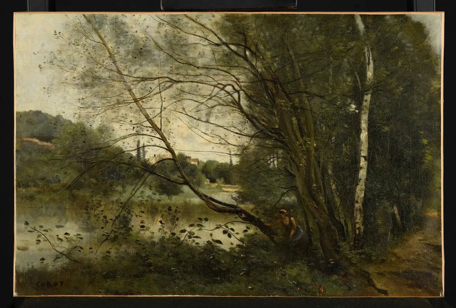 The Pond with the Leaning Tree - Jean-Baptiste Camille Corot