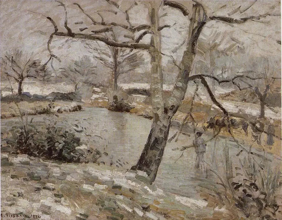 The Pond of Montfoucault, Winter Effect - Camille Pissarro