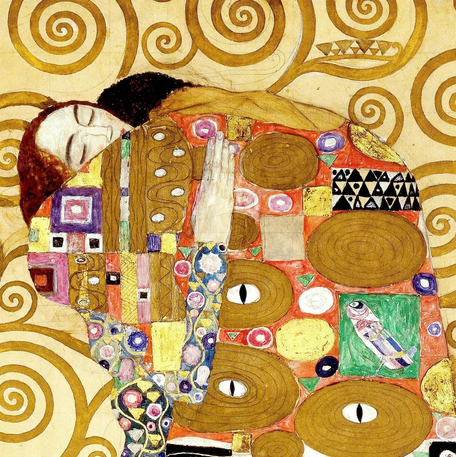🤝 L'Étreinte (Détail de L'Arbre de Vie) – Gustav Klimt (vers 1905-1909) image 1 copie de tableau peinte à la main
