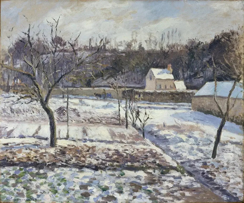 The Hermitage, Pontoise, snow effect - Camille Pissarro