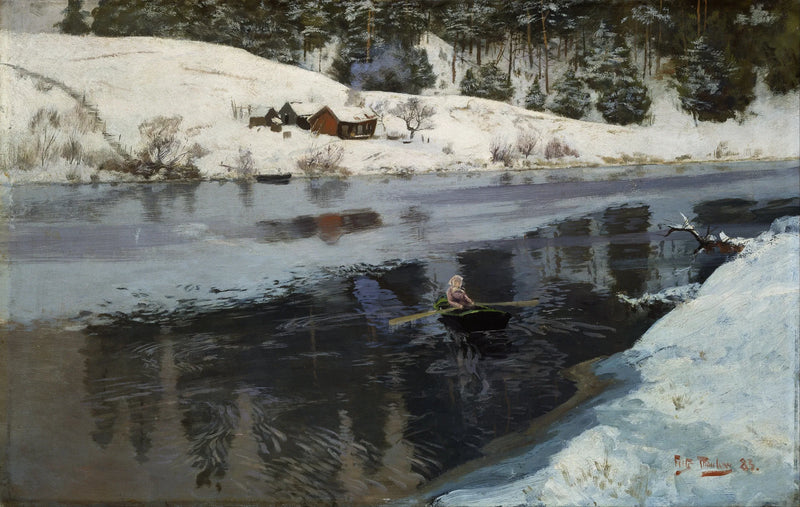 Winter on the banks of the Simoa River - Frits Thaulow
