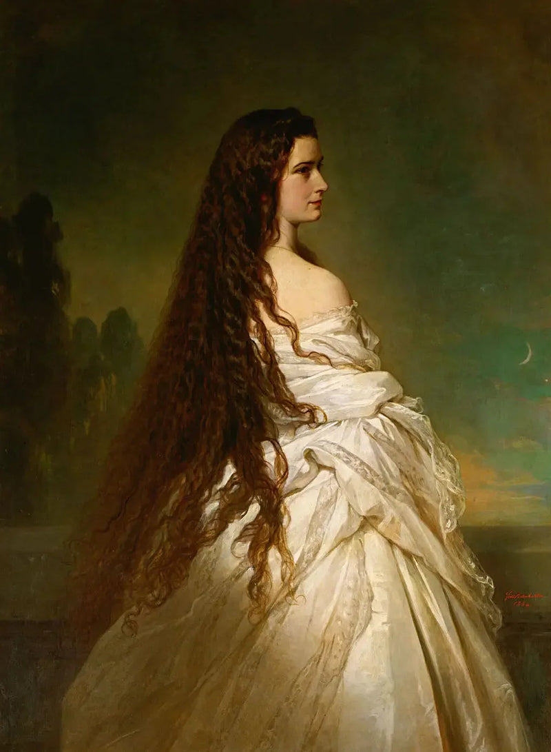 Empress Elisabeth of Austria with loose hair and a knee brace - Franz Xaver Winterhalter