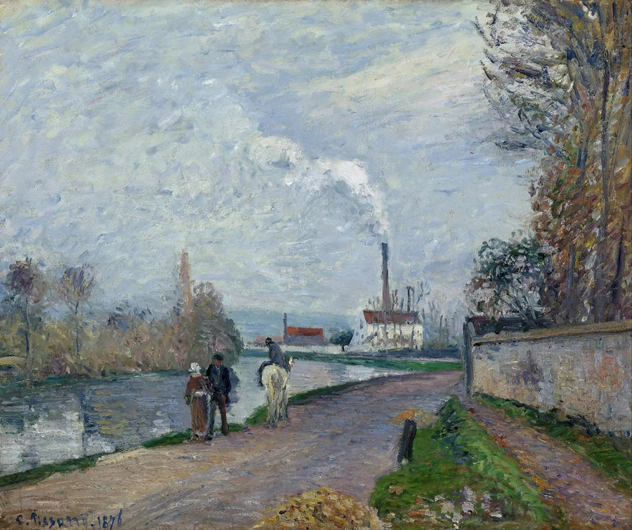 The Oise at Pontoise, gray weather - Camille Pissarro