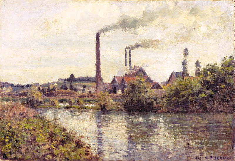 The Factory at Pontoise - Camille Pissarro