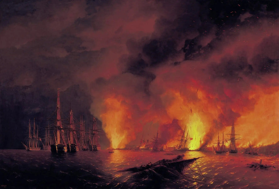 The Battle of Sinope, November 18, 1853 (Night after the battle). - Ivan Aïvazovski